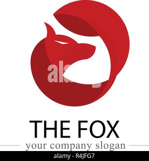 Fox logo design vector icône. Logo et bannière pour l'animal et de l'organisation de l'entreprise concept. Vector illustration graphique. Utilisation Golden Ratio Illustration de Vecteur