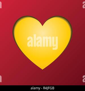 Happy Valentines Day Greeting card vector. Coeur jaune au composant. Amour et Couple concept. Carte postale et papier thème de l'œuvre. Illustration de Vecteur