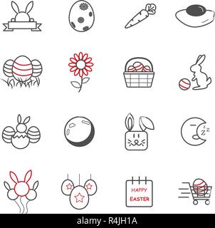 Jour de Pâques d'icônes. Maison de vacances et d'événements concept. Vector Illustration collection set. Signe et symbole thème. Illustration de Vecteur