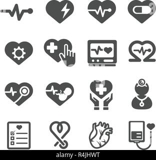 Coeur d'icônes. Soins médicaux et concept. Glyphe et présente les icônes de course thème. Signe et symbole thème. Vector illustration graphic design collecti Illustration de Vecteur