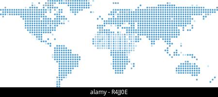 Carte à points de la terre Bleu sur blanc fond isolé. La technologie et de la communication globale concept. La technologie et l'entreprise thème. Illustration de Vecteur