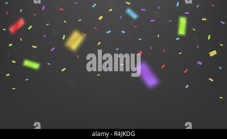 Rubans de fête colorés sur fond noir. Illustration Vecteur de confettis couleur flou artistique Illustration de Vecteur