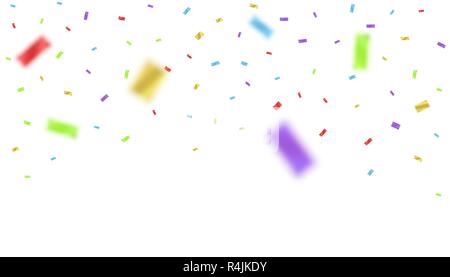 Rubans de fête colorés sur fond blanc. Couleur flou artistique de confetti Carnival Party concept Vector illustration Illustration de Vecteur