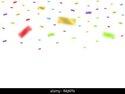 Rubans de fête colorés sur fond blanc. Couleur flou artistique de confetti Carnival Party concept Vector illustration Illustration de Vecteur
