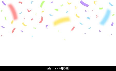Rubans de fête colorés sur fond blanc. Flou artistique flou confettis couleur Vector illustration Illustration de Vecteur