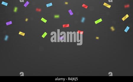 Rubans de fête colorée magique sur fond noir. Flou artistique flou confettis couleur Vector illustration Illustration de Vecteur