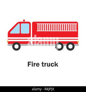 Camion à incendie en style dessin animé, avec une carte de transport, l'activité pour enfants d'âge préscolaire pour les enfants, vector Illustration de Vecteur