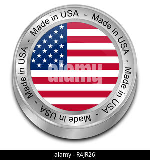 Made in USA - bouton 3D illustration Banque D'Images