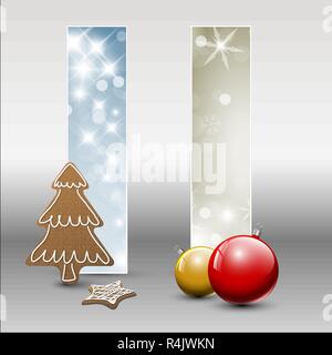 Vecteur Ensemble de cartes de Noël et du Nouvel An ou des bannières avec décorations Illustration de Vecteur