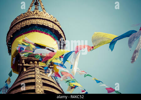 Swayambhunath Stupa dans Monkey temple à Katmandou, Népal. Banque D'Images