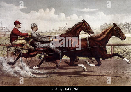 Transport de deux hommes, course, Nathaniel Currier & Ives, confiture. Banque D'Images