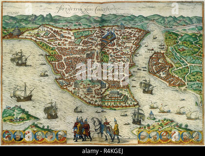 Constantinople 1572, Georg Braun et Frans Hogenber. Banque D'Images