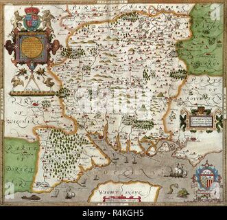 Hampshire 1579, Saxton, Christopher. Banque D'Images