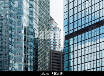 Détail de l'acier, le verre et le béton des gratte-ciel de Hong Kong, le quartier central de l'île de Hong Kong, Hong Kong Banque D'Images