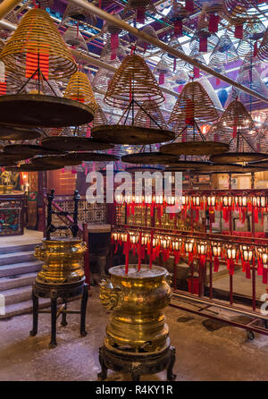 Détail de l'intérieur du Temple Man Mo, Sheung Wan, Hong Kong Banque D'Images