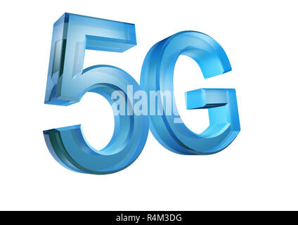 5G Lettres de réseau sans fil dans le rendu 3D comme dentelle. Banque D'Images