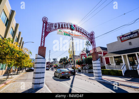 Novembre 25, 2018 San Jose / CA / USA - Entrée de "Little Italy", une zone de restaurants italiens et les entreprises, à proximité du centre-ville de San Jose Banque D'Images