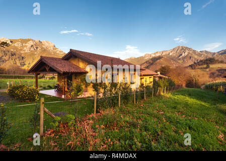 Paysage de la vallée idyllique de Picos de Europa, Asturias, Espagne. Banque D'Images