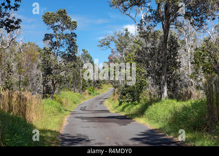 Hawaii Volcanoes National Park, New York - la seule voie Hilina Pali Road. Banque D'Images