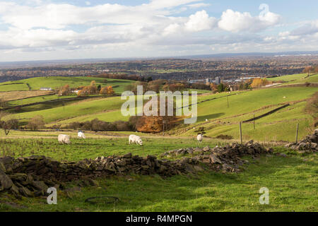 Vue magnifique depuis le parc de la campagne de Tegg's Nose, Macclesfield, Cheshire, Angleterre, Royaume-Uni Banque D'Images