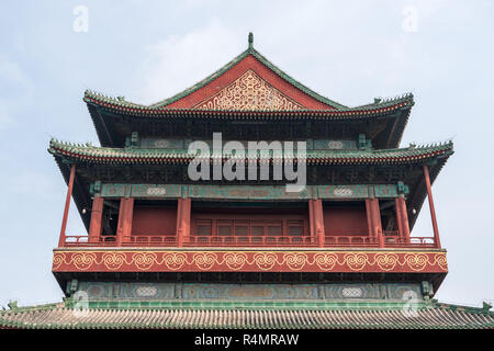 Détail de la tour du tambour à Beijing, Chine Banque D'Images