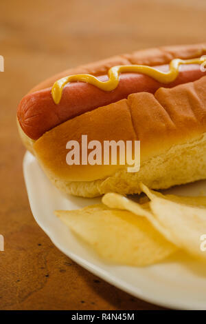Hot-dog et frites Banque D'Images
