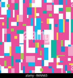 Couleurs vert, bleu et jaune motif abstrait rectangles sur fond rose Illustration de Vecteur