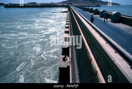 Barrage de Jebel Aulia sur le Nil blanc, au nord du Soudan, terminé en 1937 Banque D'Images