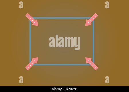 Design business concept Empty copie espace résumé contexte moderne. Contour carré avec des flèches pointant vers le coin de l'intérieur sur un fond de couleur Illustration de Vecteur