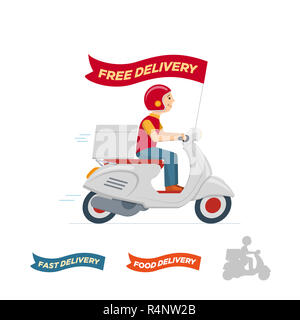 Vector illustration scooter service de livraison Banque D'Images