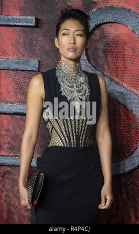 Londres, Royaume-Uni. 27 Nov, 2018. Jihae vu assister à la première mondiale de moteurs 'Mortal' au Cineworld Leicester Square à Londres. Crédit : Gary Mitchell/SOPA Images/ZUMA/Alamy Fil Live News Banque D'Images