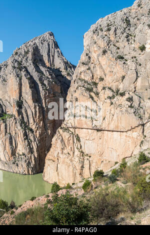 'El Caminito del Rey' (petit chemin du roi), pays le plus dangereux au sentier rouvert en mai 2015. Ardales (Malaga), Espagne Banque D'Images