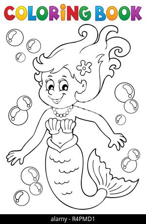 Thème 1 sirène coloriage Banque D'Images