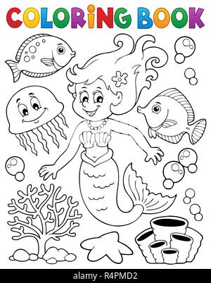 Livre de coloriage sirène sujet 2 Banque D'Images