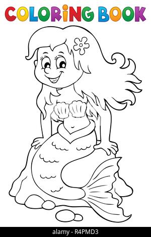 Livre de coloriage sirène sujet 3 Banque D'Images