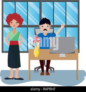 Immeuble de bureaux Business à l'intérieur décor cartoon vector illustration graphic design Illustration de Vecteur