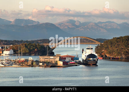 Vue sur le port de Stavanger, Norvège. Banque D'Images