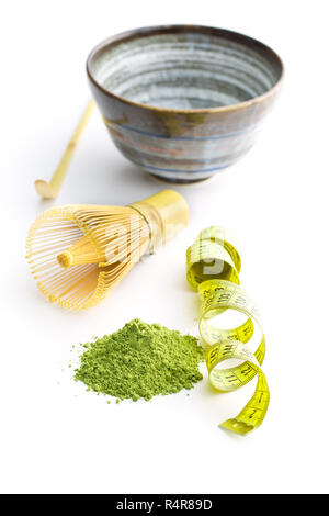 Green thé matcha en poudre. Banque D'Images