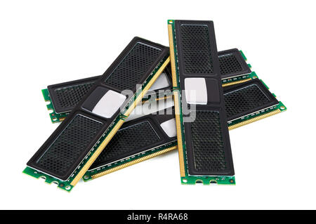 Les modules de mémoire de l'ordinateur moderne avec radiateur noir Banque D'Images