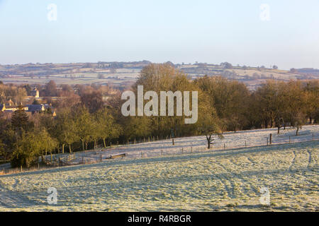 Campagne anglaise en hiver, paysage autour de Chipping Campden dans les Cotswolds, Gloucestershire Angleterre, Royaume-Uni, 2017 Banque D'Images