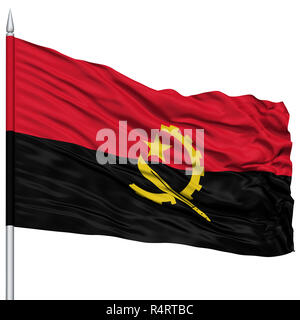 Angola drapeau sur mât Banque D'Images