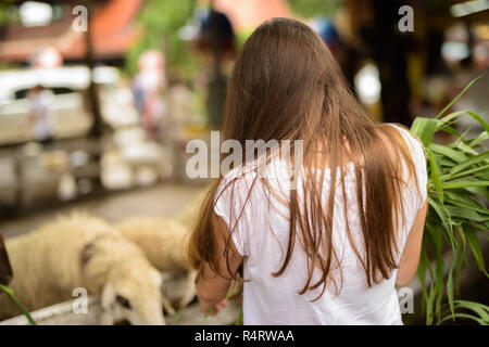 Belle jeune femme touristiques ayant locations à Ayutthaya, Thaïlande Banque D'Images