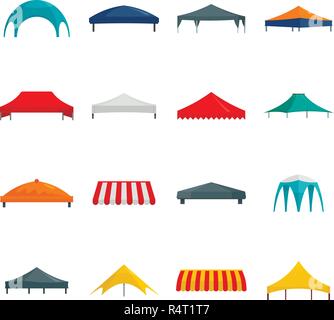 Hangar couvert surplomb icons set. Télévision illustration de l'auvent auvent abri 16 icônes vector isolated on white Illustration de Vecteur