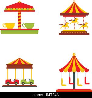 Carnaval Carousel horse icons set. Télévision illustration de carrousel cheval carnaval 4 icônes vector isolated on white Illustration de Vecteur