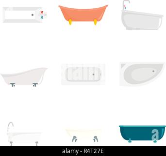 L'intérieur d'une baignoire icons set. Télévision illustration de l'intérieur d'une baignoire 9 icônes vector isolated on white Illustration de Vecteur