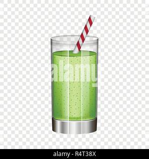 En smoothie vert maquette en verre. Illustration réaliste de smoothie vert dans du verre pour la maquette du vecteur sur fond transparent Illustration de Vecteur