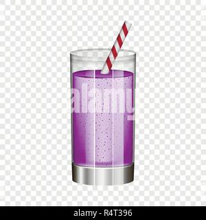 Smoothie violet dans verre immersive. Illustration réaliste de smoothie violet vecteur en verre pour la maquette sur fond transparent Illustration de Vecteur