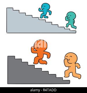 Vector set de personnes marche escalier Illustration de Vecteur