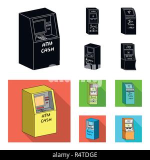 Cash machine pour paiement, terminal de paiement, ticket machine. Jeu de bornes d'icônes dans la collection black,télévision isométrique style symbole vecteur illustra stock Illustration de Vecteur