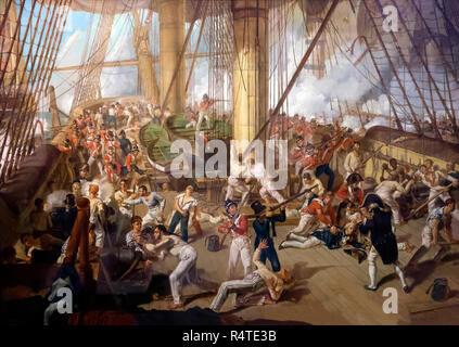 L'automne de Nelson à la bataille de Trafalgar, 21 octobre 1805, Denis Dighton, vers 1825, Banque D'Images